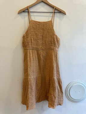 Zara Lightweight Textured Camel Mini Dress